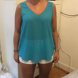 Naked Zebra turquoise sleeveless top
